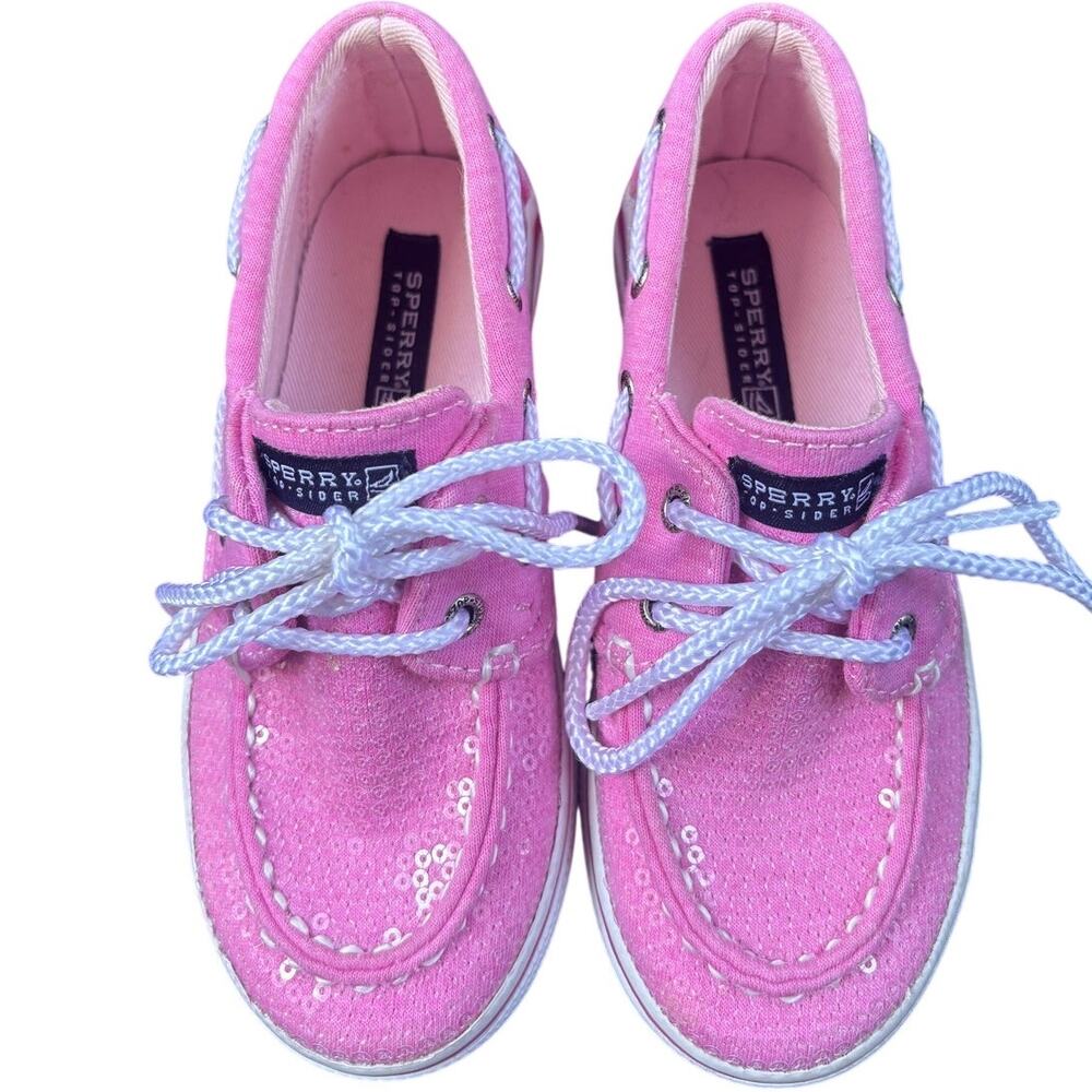 Sperry Top-Sider Bahama Girls 9.5 Pink Sequin Boat Shoes